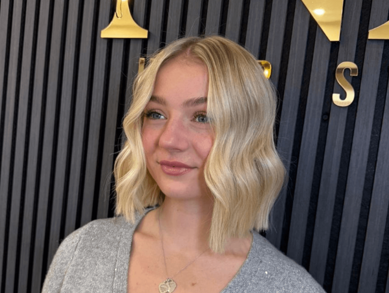Soft wavy blonde bob haircut and finish at Corringham’s Nicolas Ablitt Hair Studio